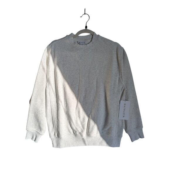 NWT ATHLETA Forever Fleece Sweatshirt Women’s 2XS Fog Gray Heather Pullover Crew - Picture 1 of 4